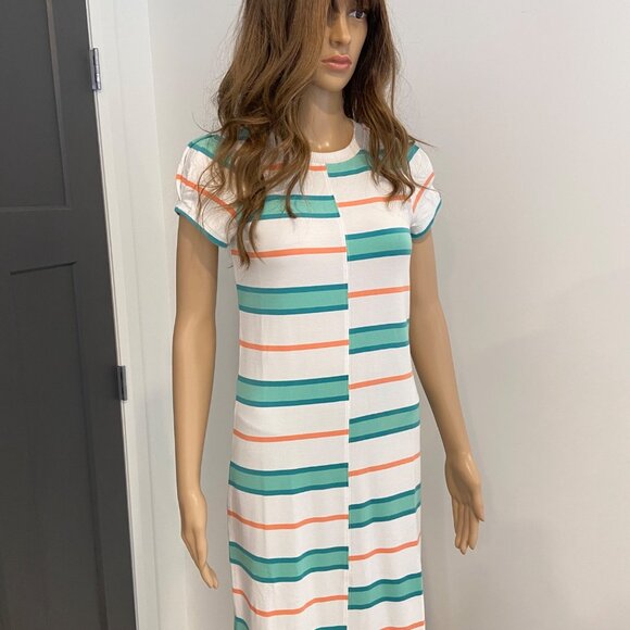 Hatley Sierra Midi Dress Coastal Stripes XS Soft Cotton Blend Short Sleeve NWT - Picture 13 of 16